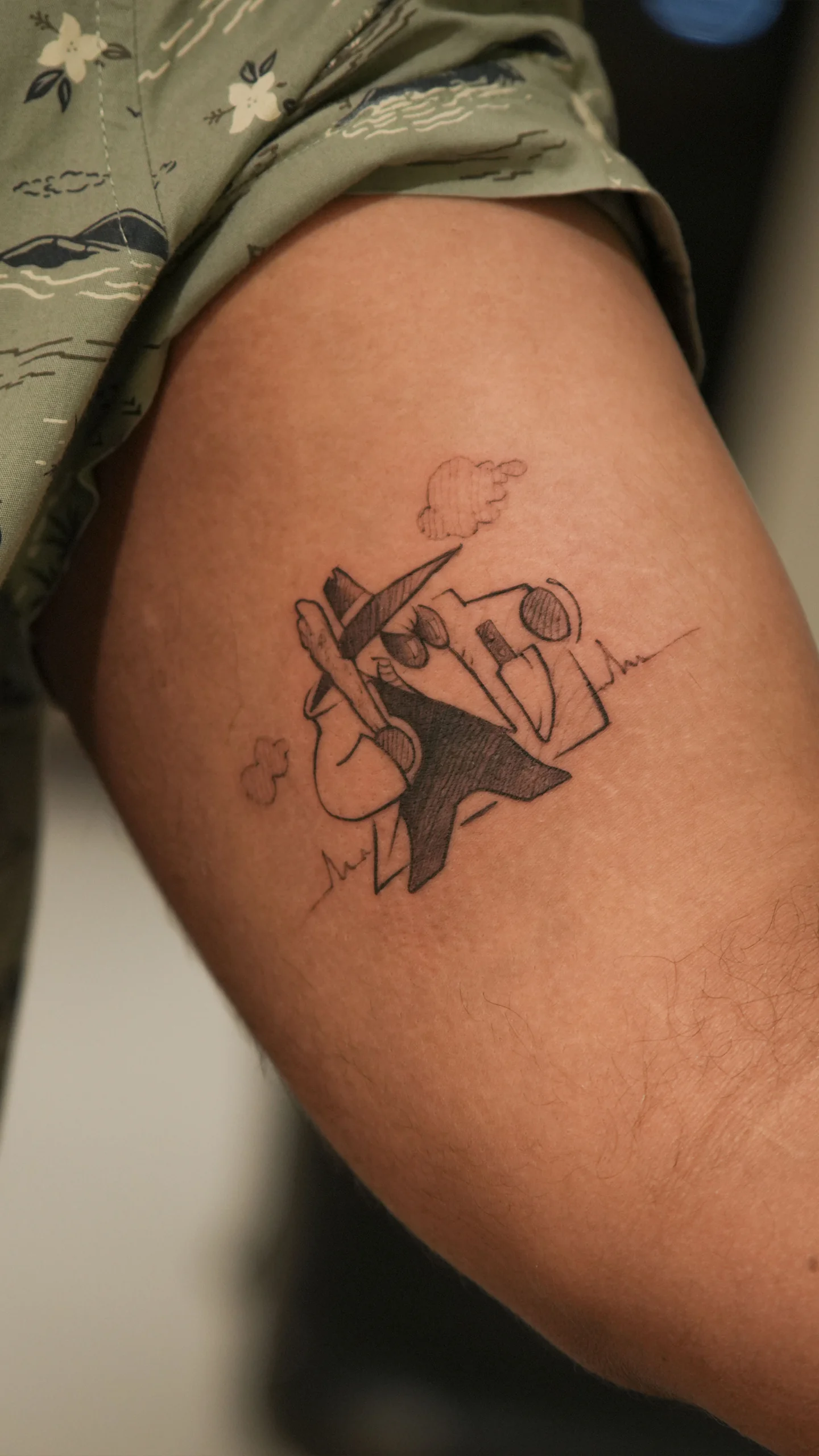 Black and grey tattoo with clean linework and expressive shading depth by Roshan