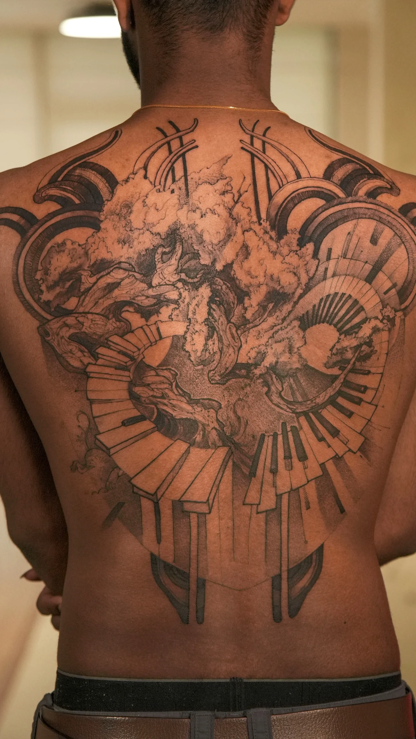 Illustrative tattoo with layered composition, clean structure, and symbolic elements by Vivan