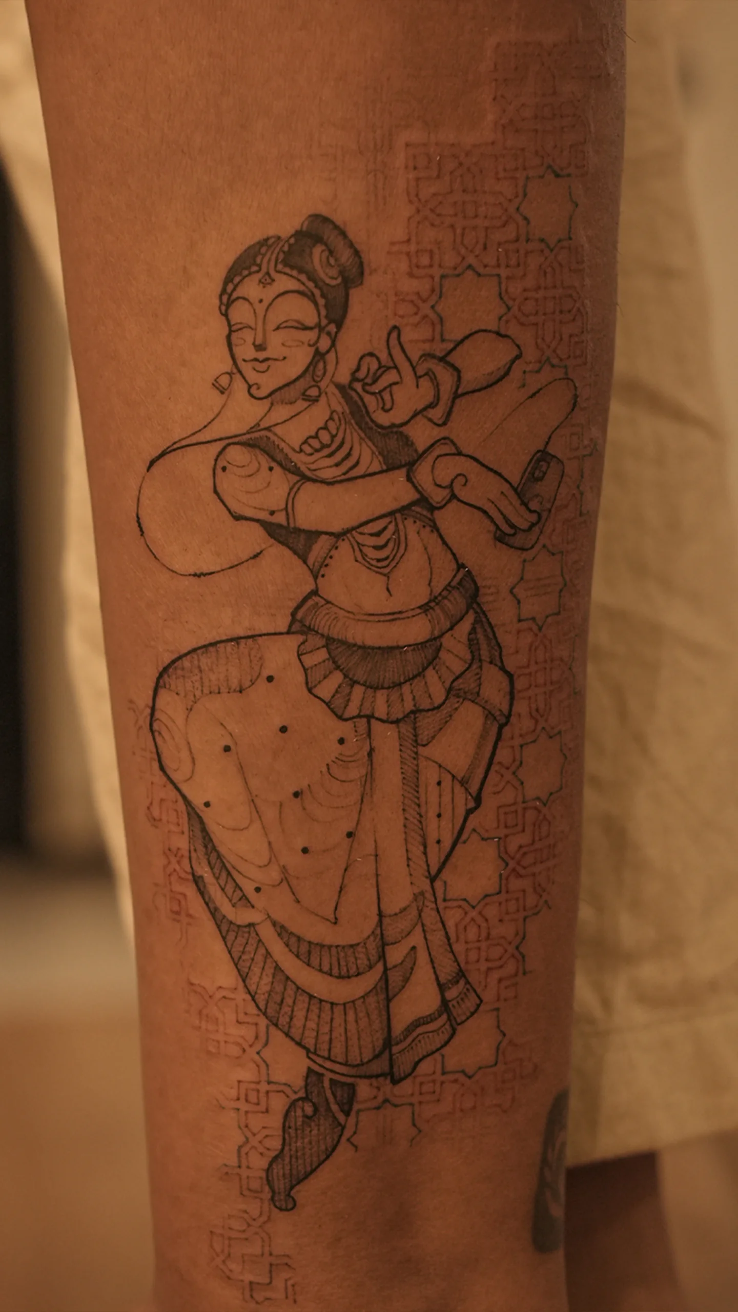 Dark art tattoo featuring layered linework and expressive symbolic forms by Vivan